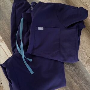 Figs purple Scrub Set with Aqua Accents